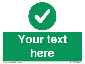 Custom green background, green circle with tick